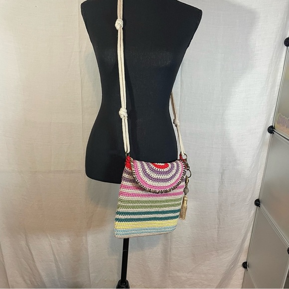 Sak Multicolored Crochet Woven Purse Crossbody boho - Picture 1 of 10